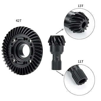 Steel Front Rear Differential 13T 42T Diff Gears Set for RC Car 1:5 Tra-xxas X Maxx 6S / X Maxx 8S / XRT 8S Monster Truck Upgrades (Rear Pinion Gear +Diff Ring)