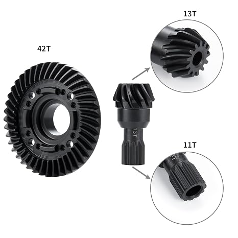 Steel Front Rear Differential 13T 42T Diff Gears Set for RC Car 1:5 Tra-xxas X Maxx 6S / X Maxx 8S / XRT 8S Monster Truck Upgrades (Rear Pinion Gear +Diff Ring)