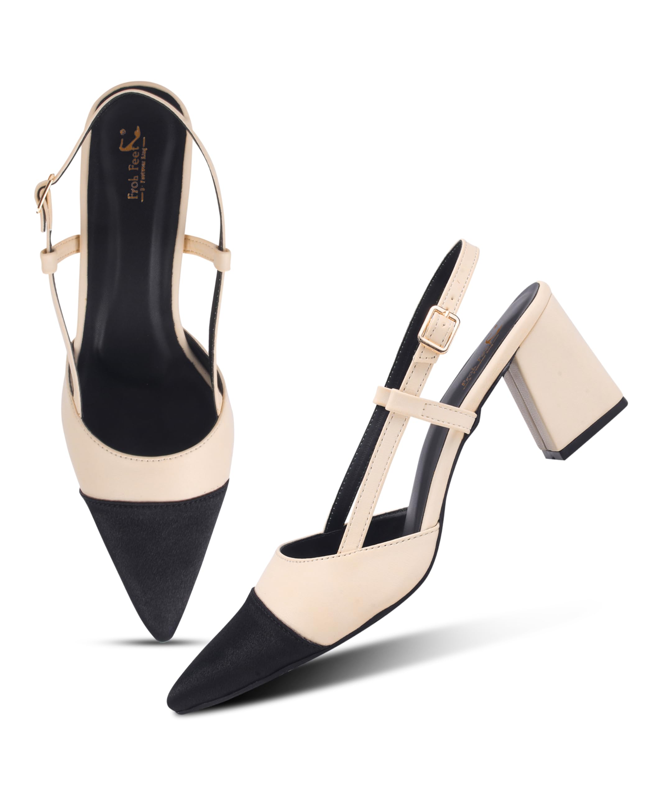 FROH FEET Women's Slingback Closed Pointed Toe Block Chunky Heel Pumps - 2.5 Inches Office Wedding Party Dress Shoes-picture-21