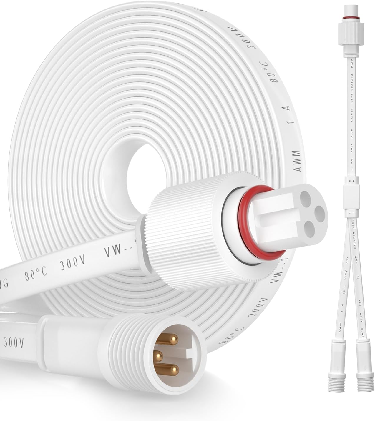 6.5FT Extension Cable for Govee Permanent Outdoor Lights Pro, Waterproof Extension Cord for Govee H706A H706B H706C (Y-Shaped + Extension)