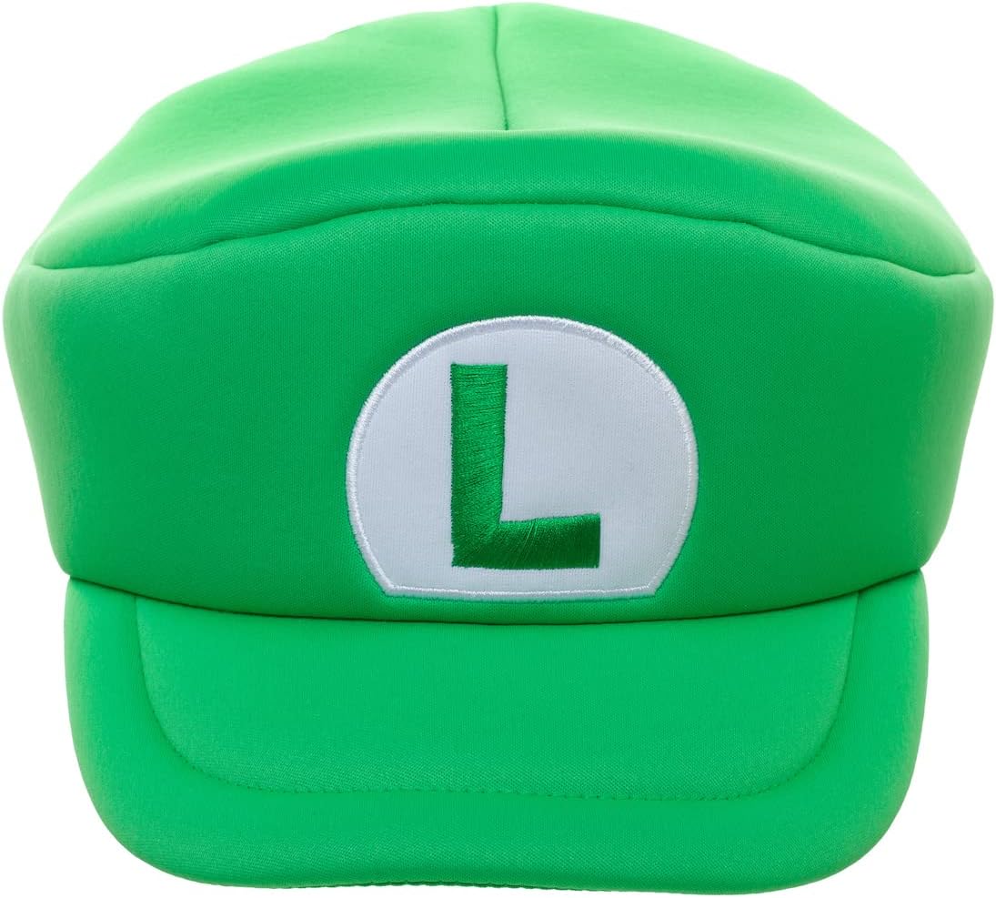 Super Mario Bros Embroidered Luigi L Patch Adult Green Beret Cap - Image 2
