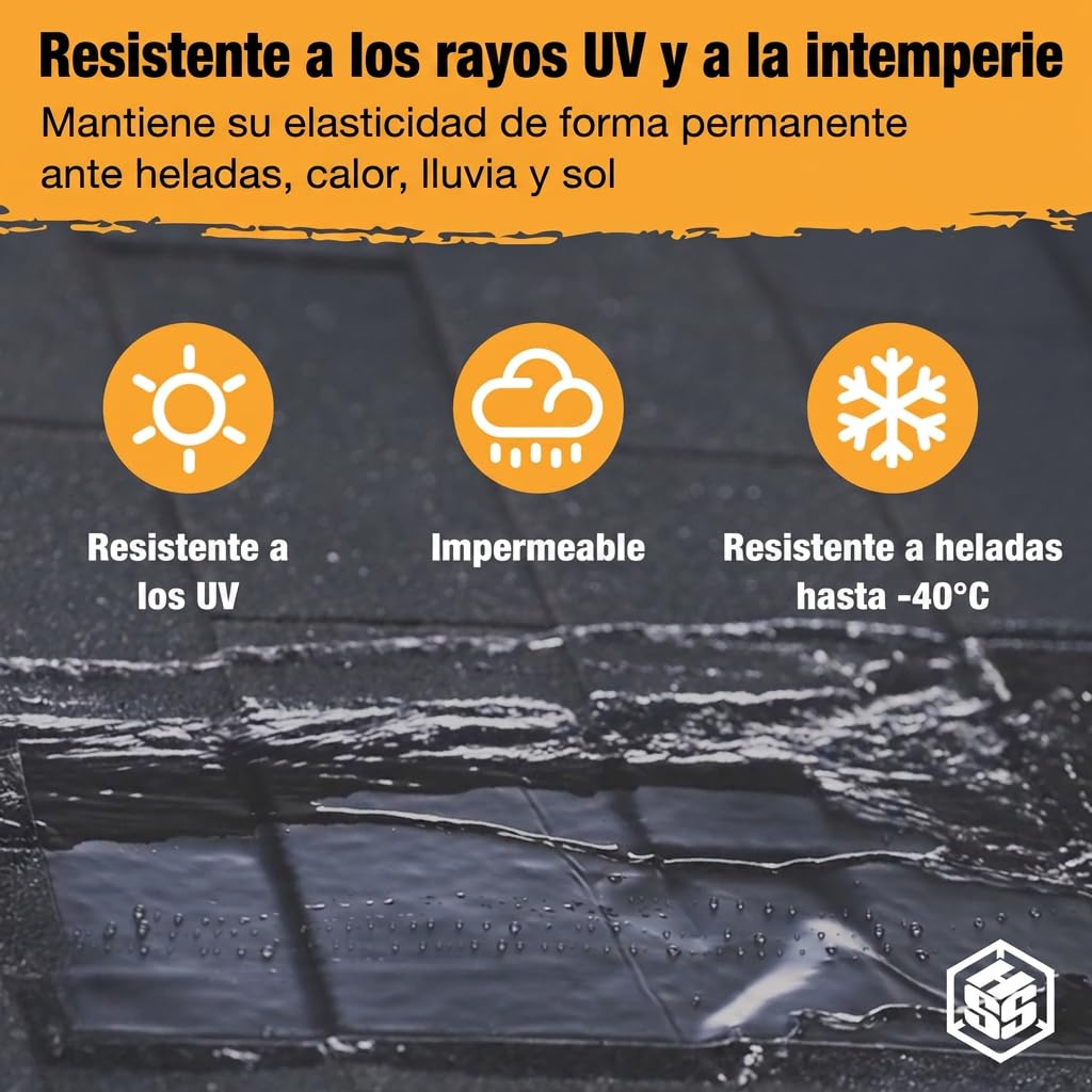 HSS Cinta Selladora Impermeable Autoadhesiva con MicroSealant – Reparación de Tejados, Goteras y Grietas – Compatible con EPDM, Bitumen, PVC, Metal y Madera – Negro 15 cm x 5 m