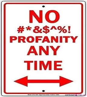 Generic Retro Style No Swearing Allowed Aluminum Metal Sign Workplace Humor Decoration for Home or Bar (8 X 12 in) Generic
