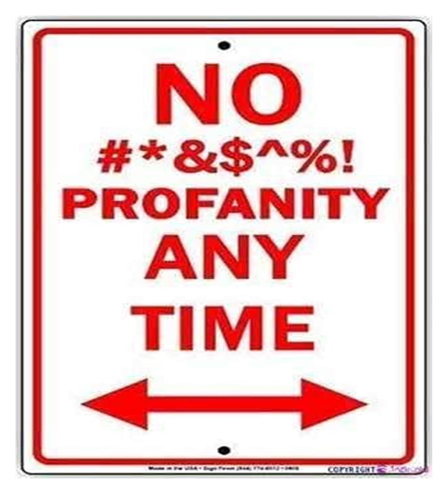 NWPNLXEA Office Humor Sign No Profanity Allowed Aluminum Metal Tin Sign for Bar or Home Decor Warning (8 X 12 in)