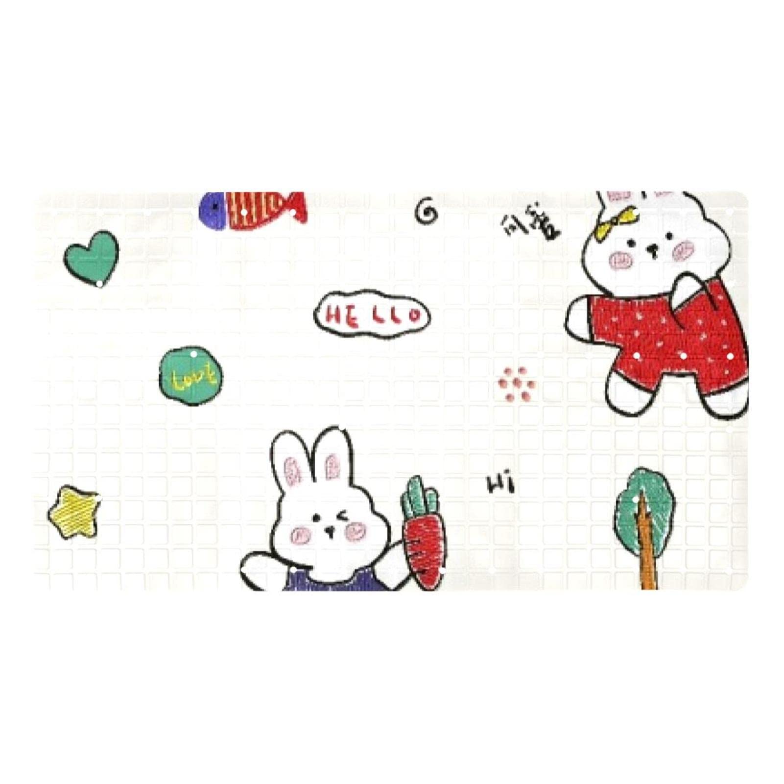 Tapis de salle de bain pour baignoire motif lapin rose pour enfant