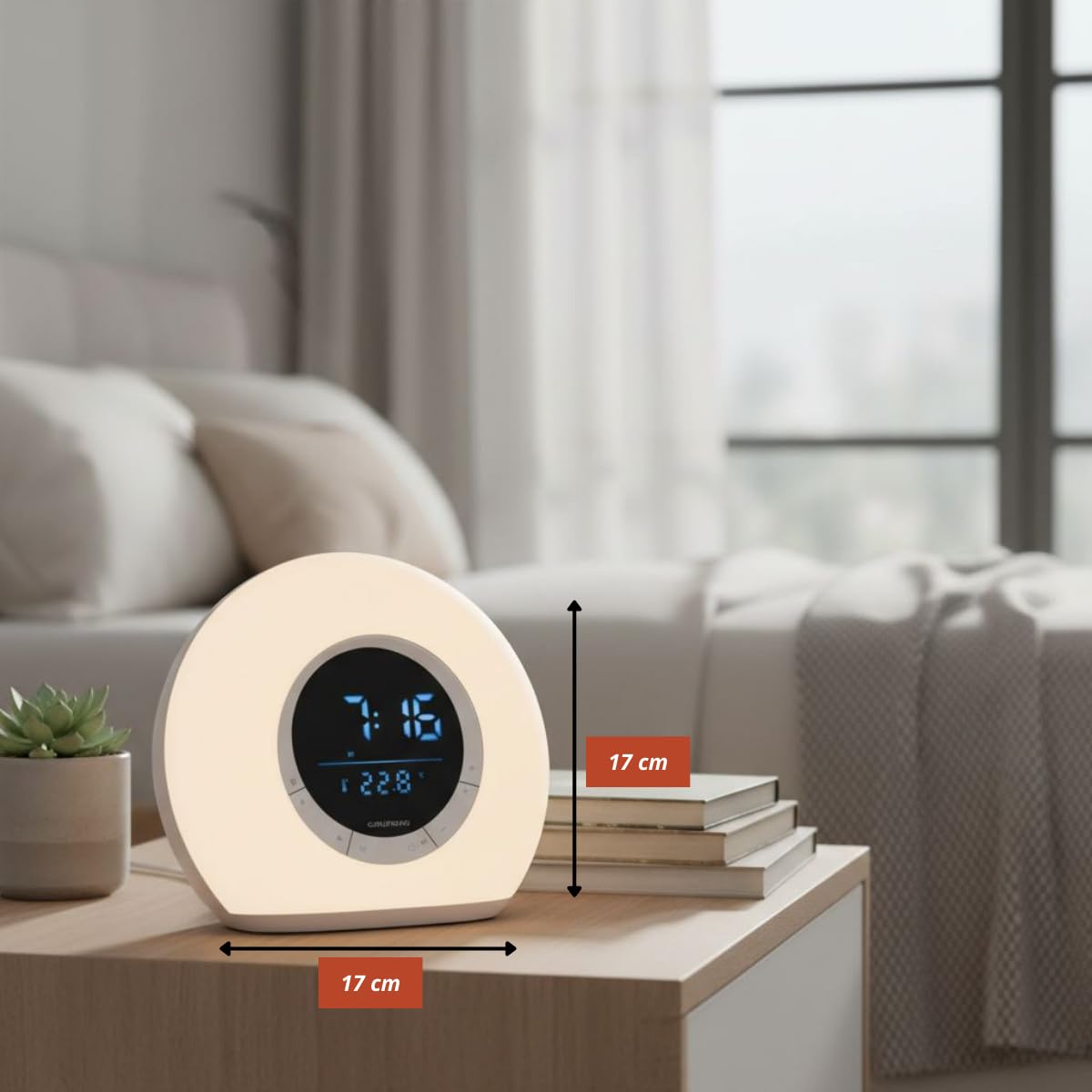Grundig Réveil Lumineux – Réveil Connecté avec Radio et Bluetooth – Lampe avec Écran LED – Lampe de Chevet – Blanc