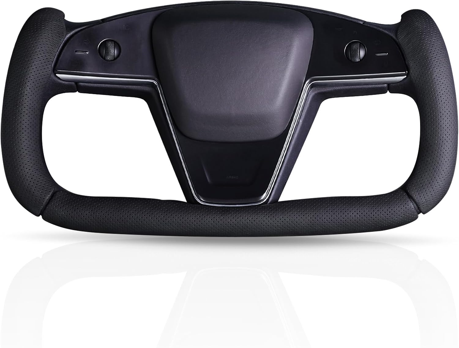 Steering Wheel Cover for Tesla Yoke Steering Wheel Cover Customzied for Tesla Model S 2021-Present/Model X 2021-Present Accessories,Anti-Slip,Comfortable Grip,Breathable,Nappa Black