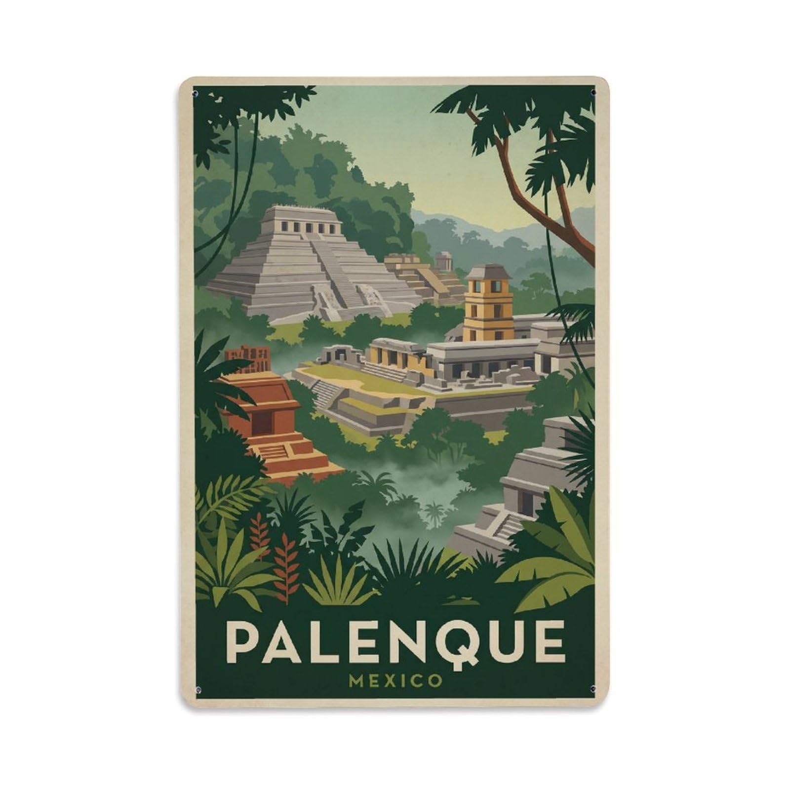 Travel Retro Mexico Palenque Metal Tin Sign