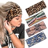 Haarband Damen Boho Criss Cross Stirnband Damen Stirnbänder Elastische Haarbänder Rutschfest Turban Vintage Gedruckt Stilvolle Sport Geknotetes Haarband Haaraccessoires