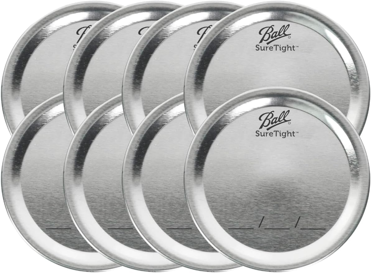 BallRegular Mouth Lids and Ring Bands for Glass Mason Jars, Used for Canning, Pickling, Juice, Jam, Jelly 12-Count, Pack of 8 (96-Lids/Bands Total)