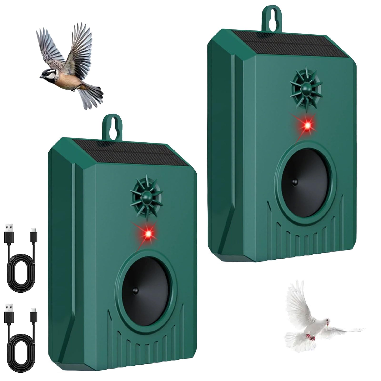 2026 New Solar Ultrasonic Bird Repellent Devices Bird Repeller Outdoor Bird Deterrents for Outside IP65 Pigeon Repellent Woodpecker Goose Deterrent for Patio Rooftops Porch Balconies(2)