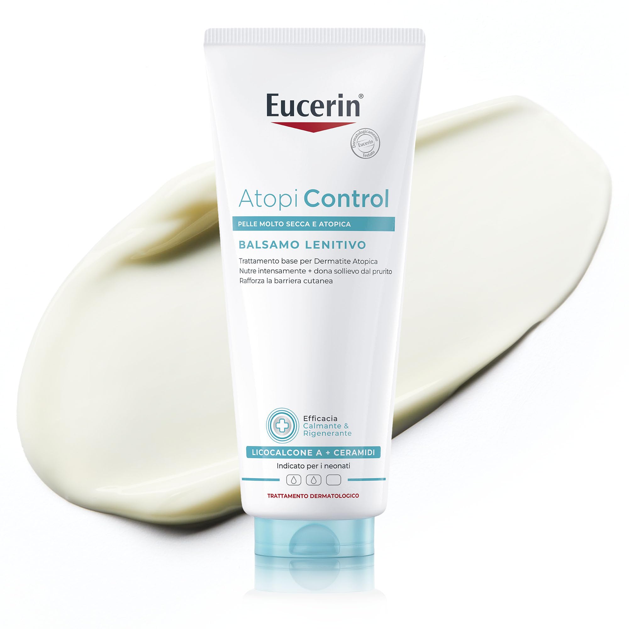 Eucerin Atopi Control Balsamo Corpo Lenitivo 400 ml, Crema dermatite atopica quotidiana dalla texture leggera, Crema idratante corpo con Ceramidi per pelle secca, irritata e atopica