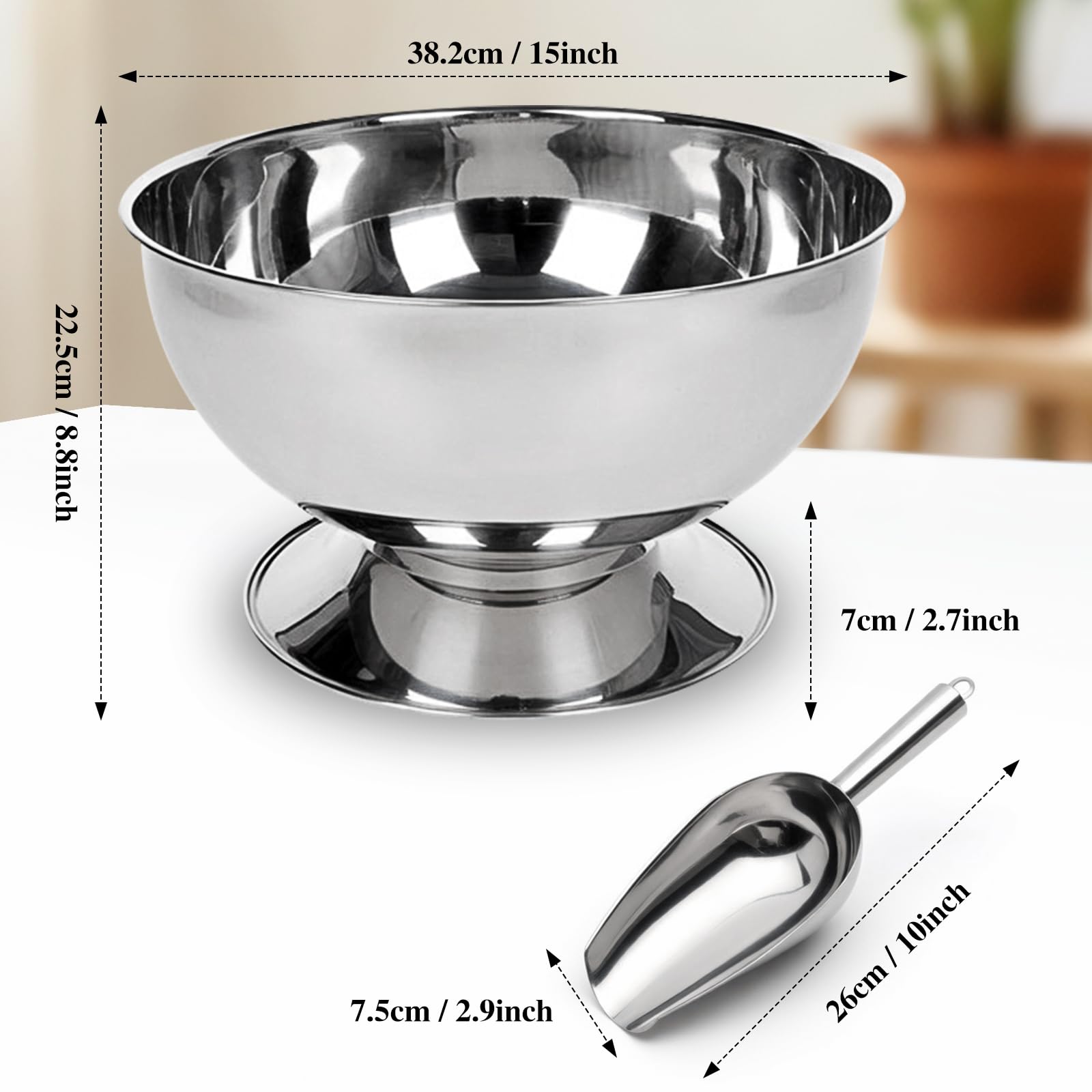 Cubo de hielo de 3 galones para fiestas, cubo de champán de 12 litros de acero inoxidable con cuchara, recipiente grande para hielo con base, perfecto para fiestas, cócteles, celebraciones
