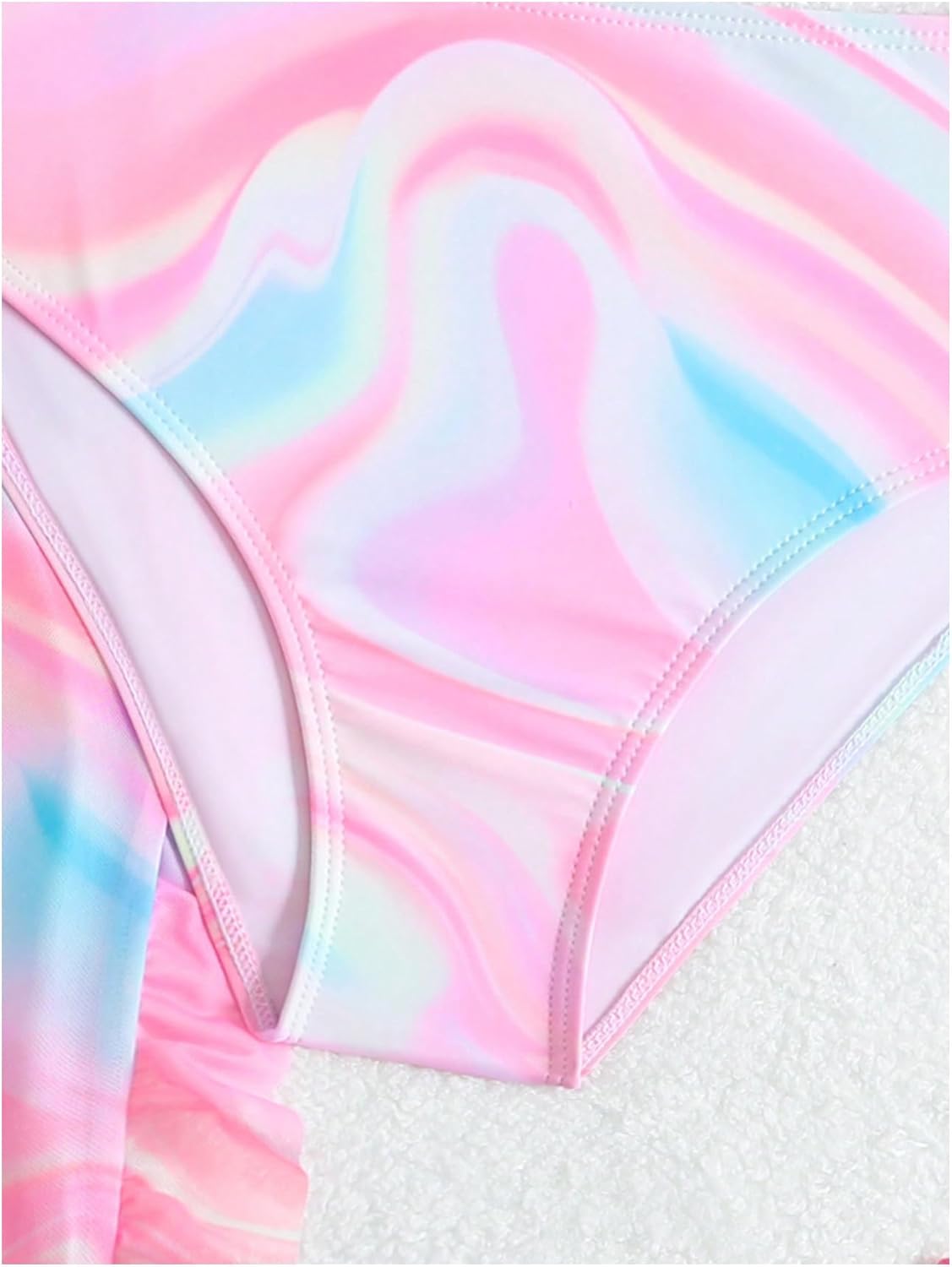 SHENHE Girl's Swimsuits 3 Piece Bathing Suits V Neck High Waisted Colorful Bikini Set with Pants Coverups