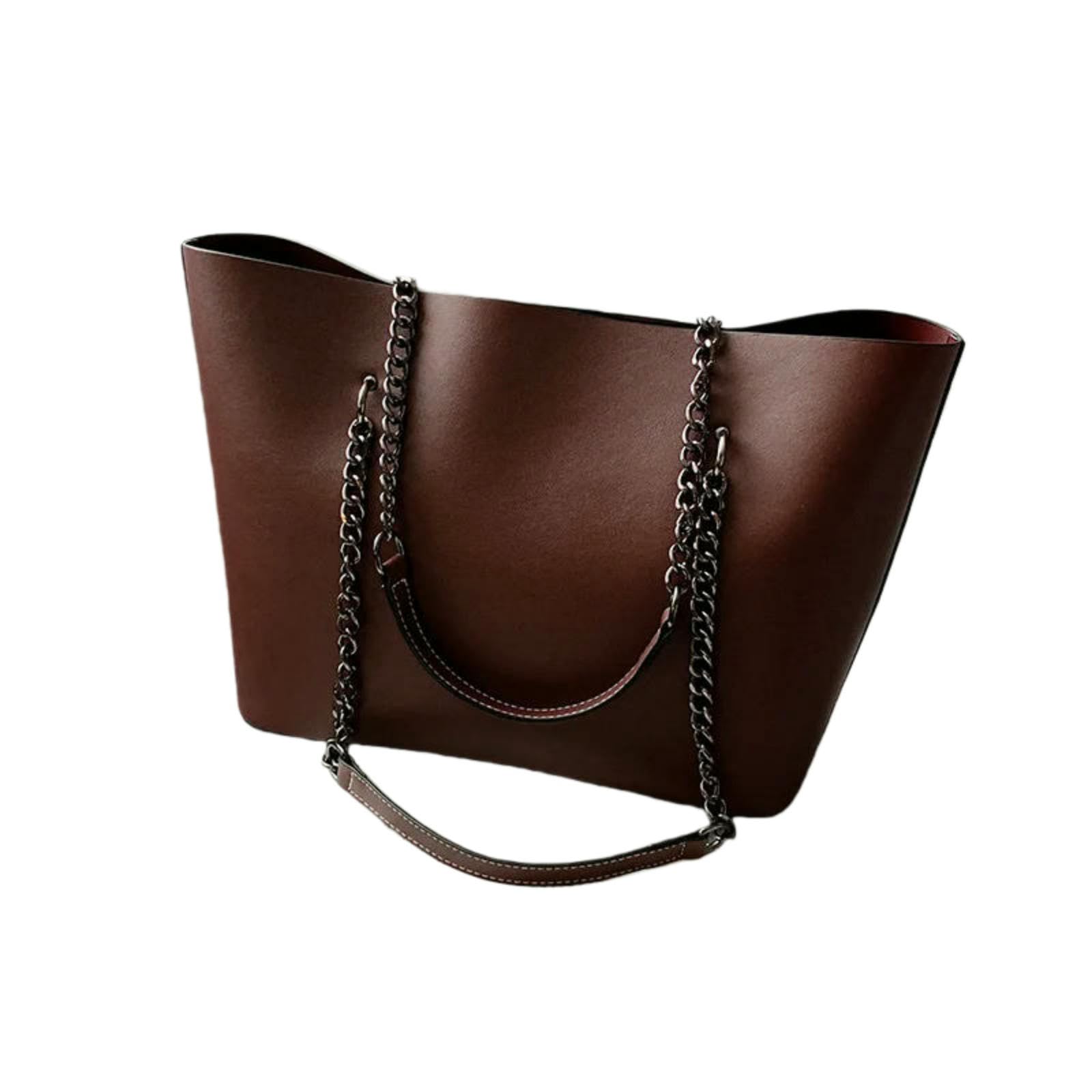 Veslyn Women's Wine Red Tote Bag ；Makeup Fashion Pu Leather Carryall Handbag – Spacious Chain Strap Handbag, Stylish Large For Work, Travel & Daily Life-33X13x26cm
