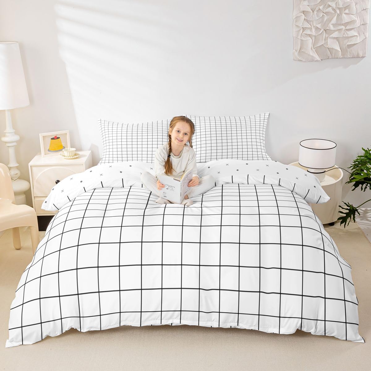 Plaid Vichy blanc enfant taille S pour rafraîchir la décoration