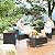 Tangkula 4 Pieces Patio Rattan Conversation Set with Tempered Glass Coffee Table & Thick Cushion, Wicker Chair Set for Garden, Lawn, Poolside and Backyard