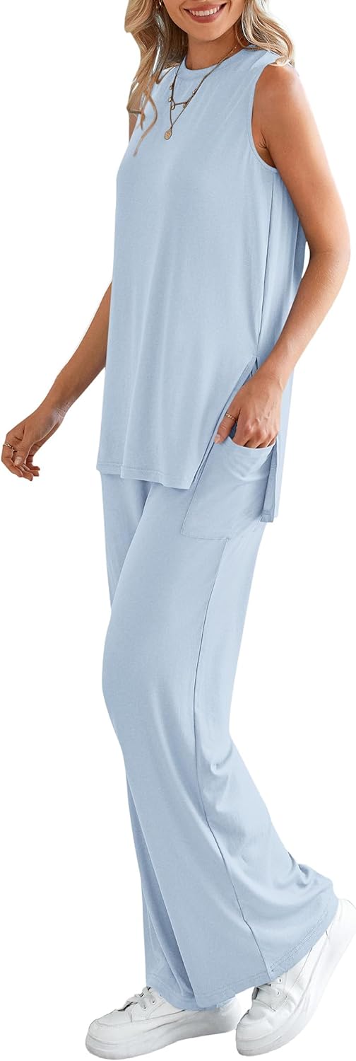 PRETTYGARDEN Women's 2 Piece Lounge Set 2026 Summer Casual Tank Top Wide Leg Pants Matching Travel Outfits Clothes Tracksuit - Image 8