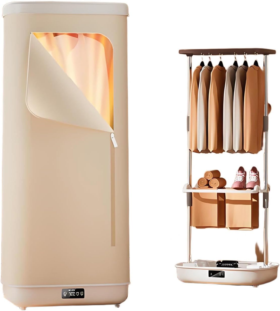 ポータブル衣類乾燥機 リモコン付き 折り畳み衣類ヒーター, 室内乾燥機 900w RV、旅行、自宅、アパートに最適、操作簡単
