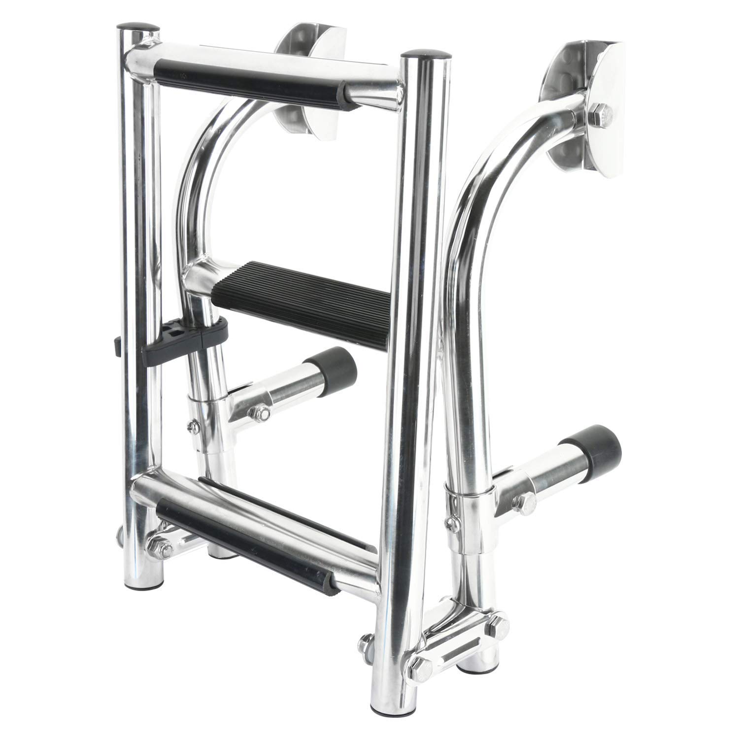 Échelle pliante 2+1 marches pour bateau et piscine en acier inoxydable avec poignées