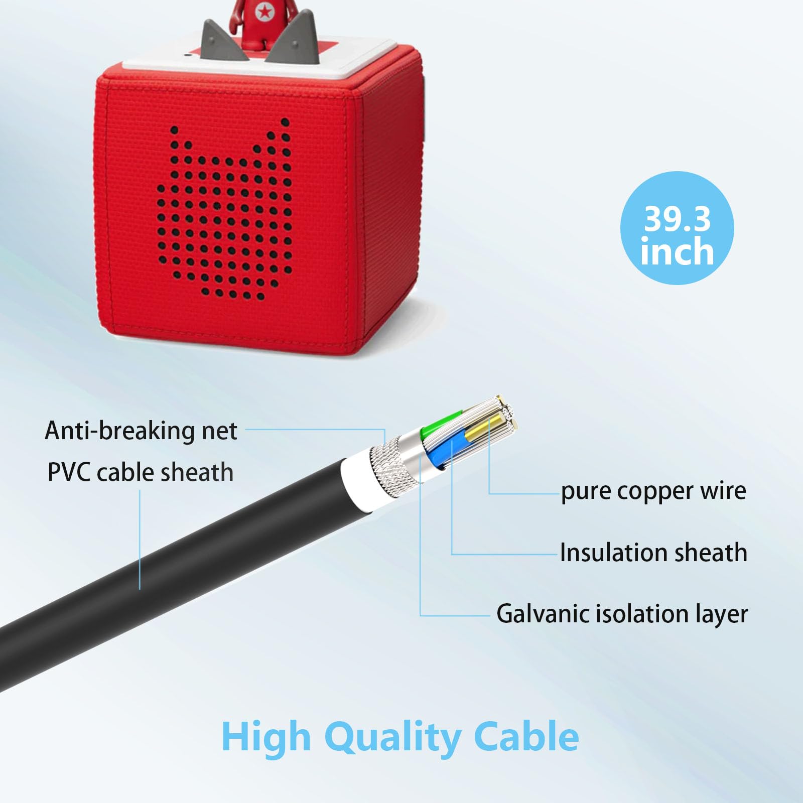 1,8 m oplader voor Toniebox, 9 V 1,5 A audio voor Tonie Box, draagbare