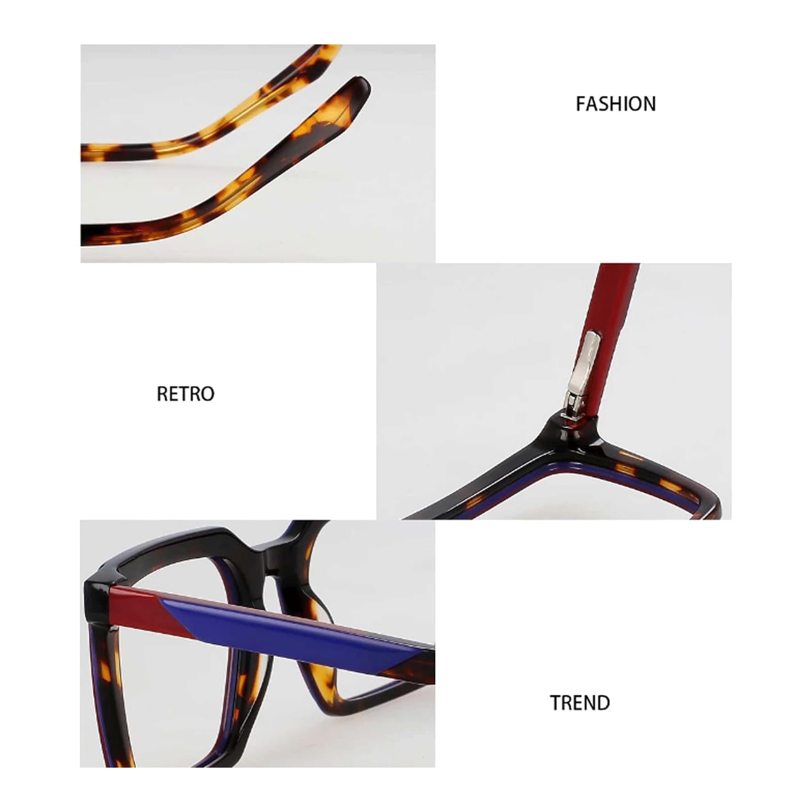 EYPKPL Popularne oprawki do okularów octanowe oprawki do okularów modne kwadratowe oprawki do okularów 136 * 145 mm lekkie okulary unisex