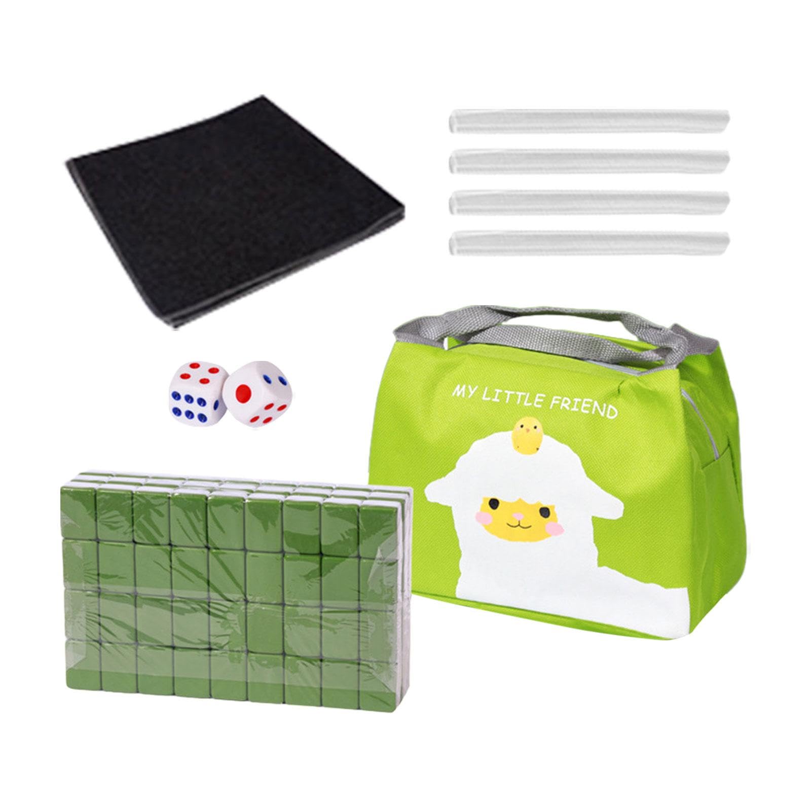 Travel Mini Mahjong Set with Bag 2 Dices Chinese Mahjong Toy Set Family Game Green|Toys & Hobbies | Games | Other Games'|1 Mini Mahjong Set
