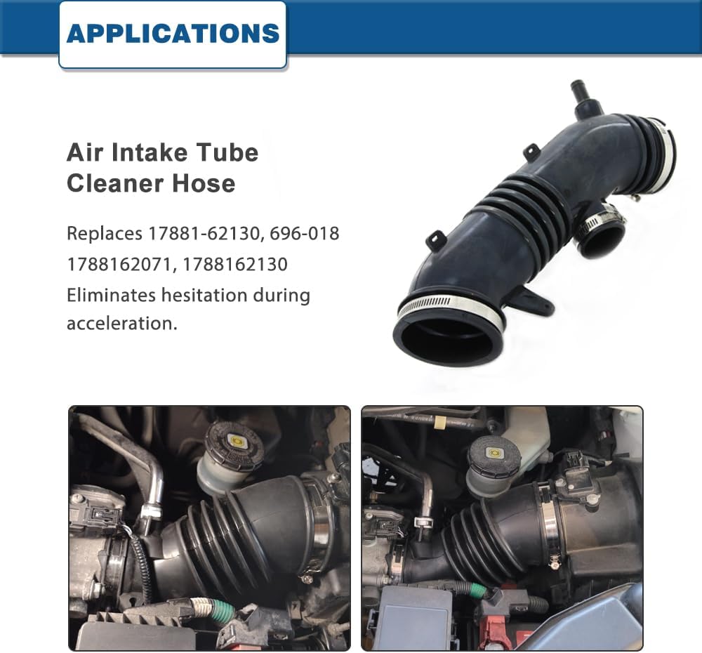 Air Intake Hose Compatible with Toyota Tacoma 1995 1996 1997 1998 1999 2000 - Intake Filter Tube Replaces # 1788162130, 696-018 - Air Intake Duct Tube Boot