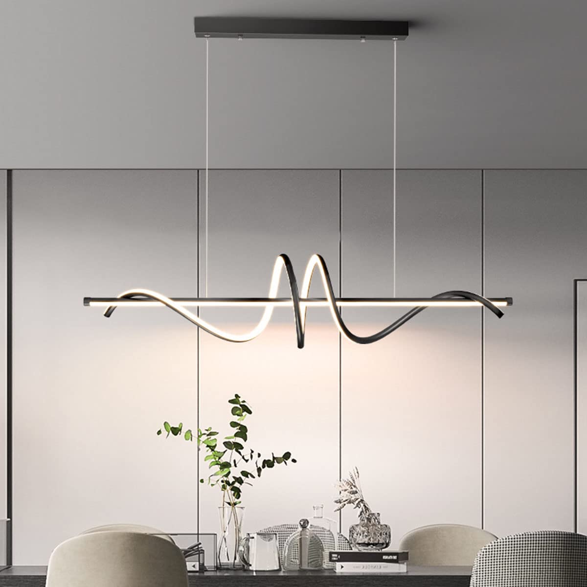 Lustre LED dimmable design spirale or 100cm 48W avec télécommande pour salle à manger - 8