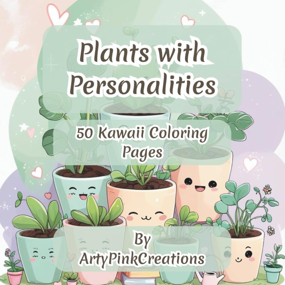 Plants with Personalities: A Kawaii Coloring Adventure of 50 Adorably Expressive Potted Plants