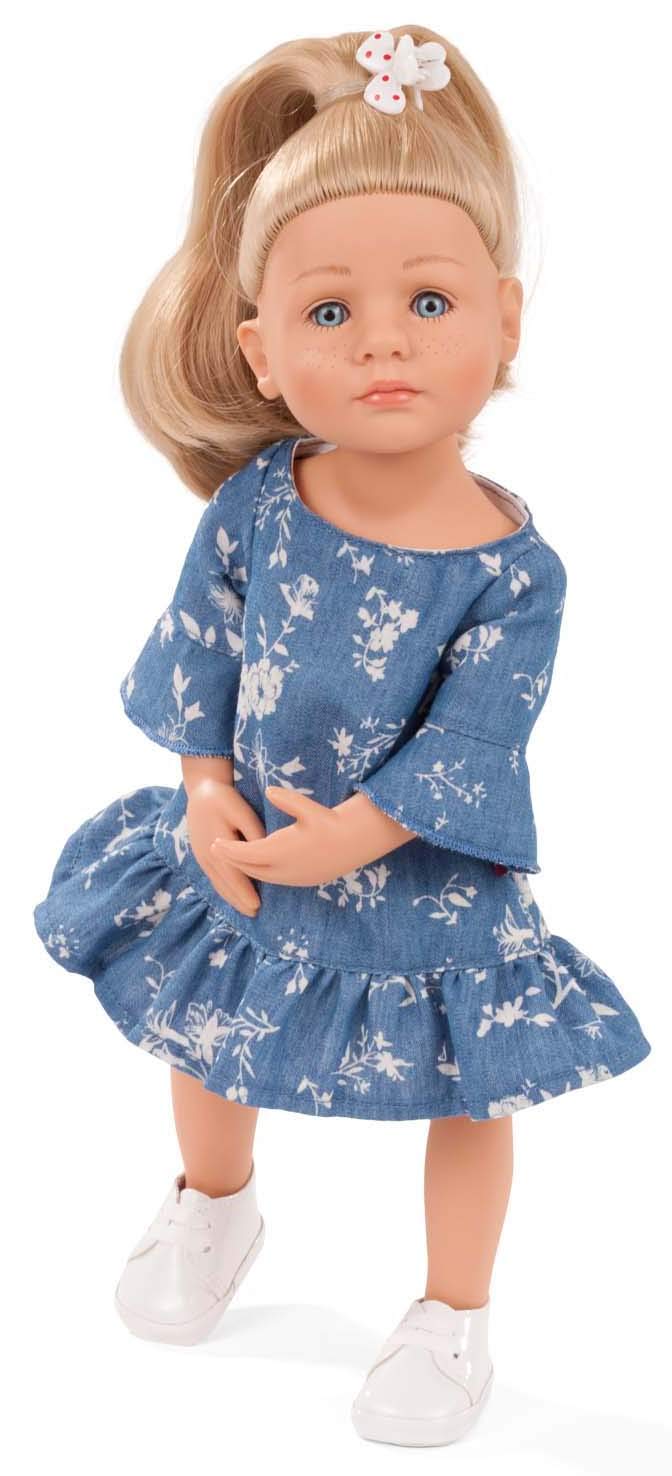 Götz 2111022 Little Kidz Lotta Yoga Puppe 36 cm Multigelenk-Stehpuppe | 13-tlg, für Kinder ab 3 Jahren, blonde Haare, blaue Augen, 9 Gelenke, posierbar, frisierbar, waschbares Haar, Vinylhartkörper
