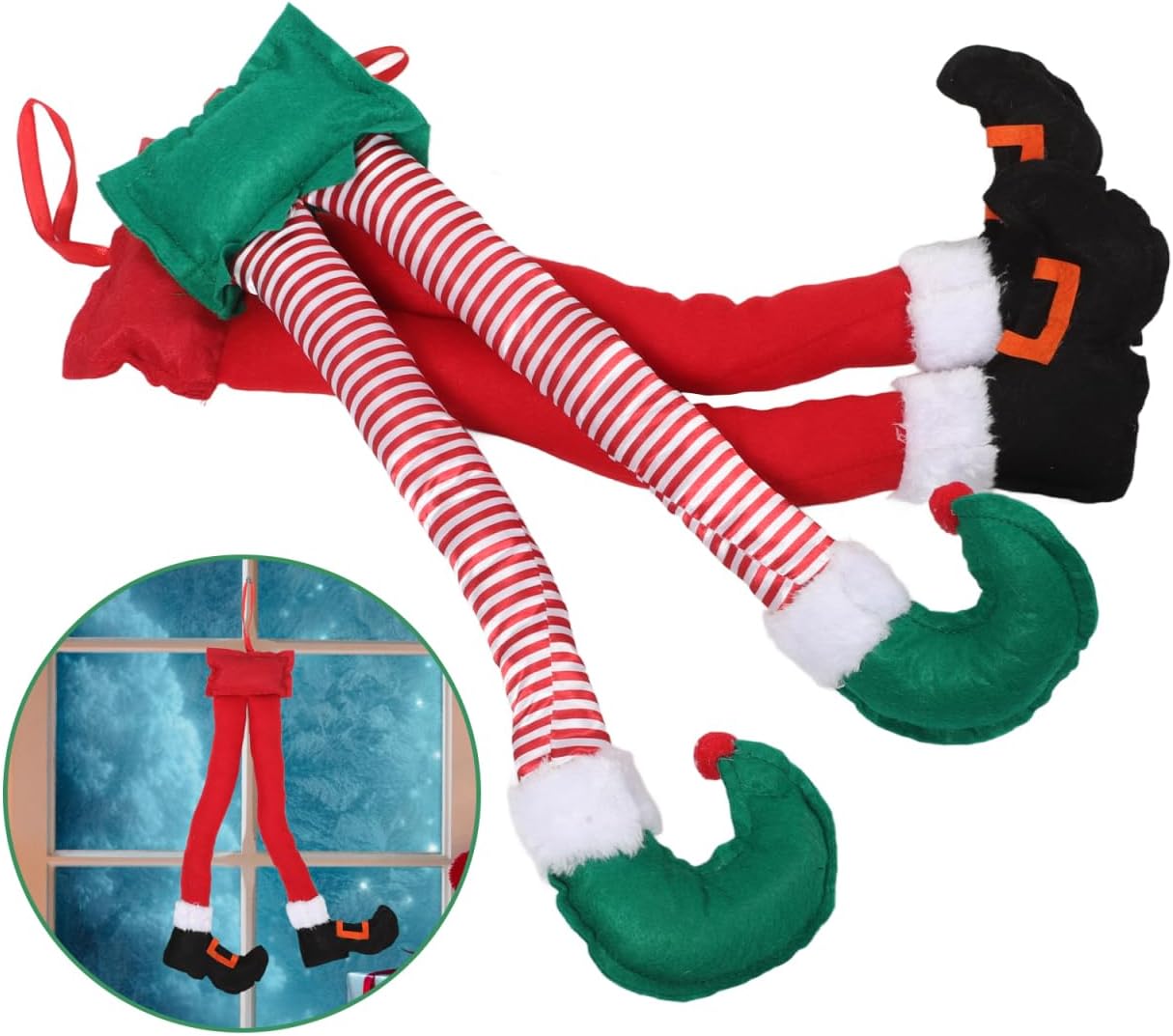 Stobaza 2Pcs Christmas Legs Car Decorations Hanging Elf Leg Ornaments for Holiday Door Tree and Vehicle Festive Decor