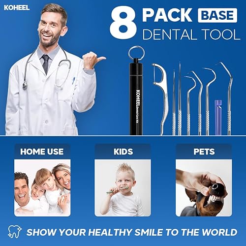 Miniatura 2 de KOHEEL Juego de bolsillo para palillos de dientes, kit de púas de hilo dental reutilizables, herramientas de limpieza de dientes de acero