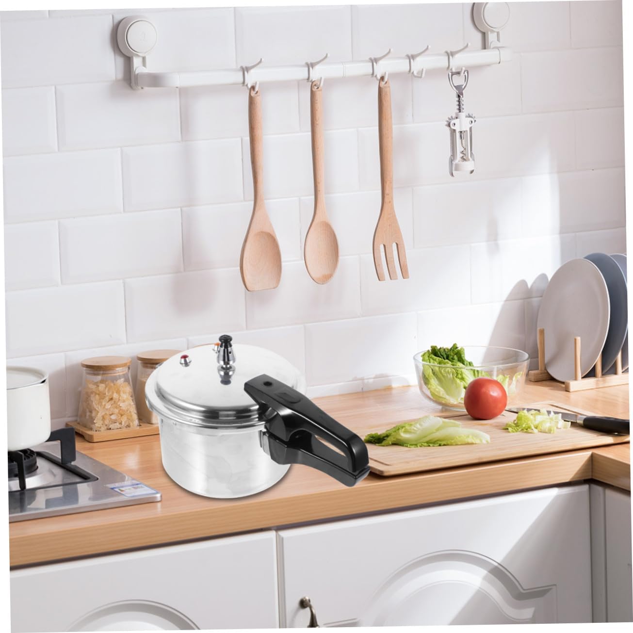 Angoily High Pressure Cooker Aluminum Alloy Polished Base Stove Top Pressure Pot for Gas and Induction Stoves Compact Household Kitchen Accessory with Ergonomic Handle for Quick and