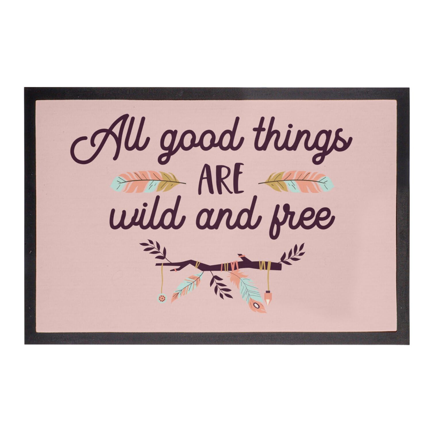 Tapis entrée nature sauvage paillasson rose original grand format 75x50cm