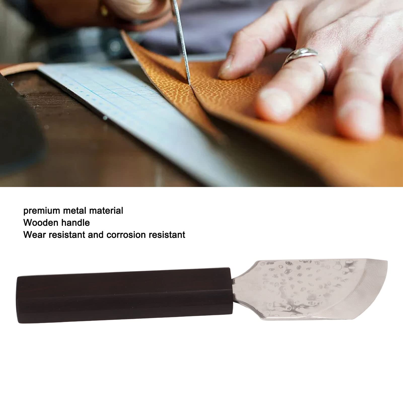 Cuchillo De Cuero, Cuchillo para Cortar Cuero, Cuchillo para Cortar Cuero con Mango De Madera, Cuchillo De Trabajo De Cuero para Manualidades De Cuero DIY