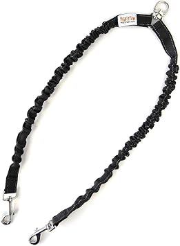 Mighty Paw Double Dog Leash - Force Absorbing Bungee Design - Two Dog Leashes Splitter - Walking Two Pets - 2 Pet Tangle Free - Pet Splitter Lite | 30-100 lbs | No Handle, Black