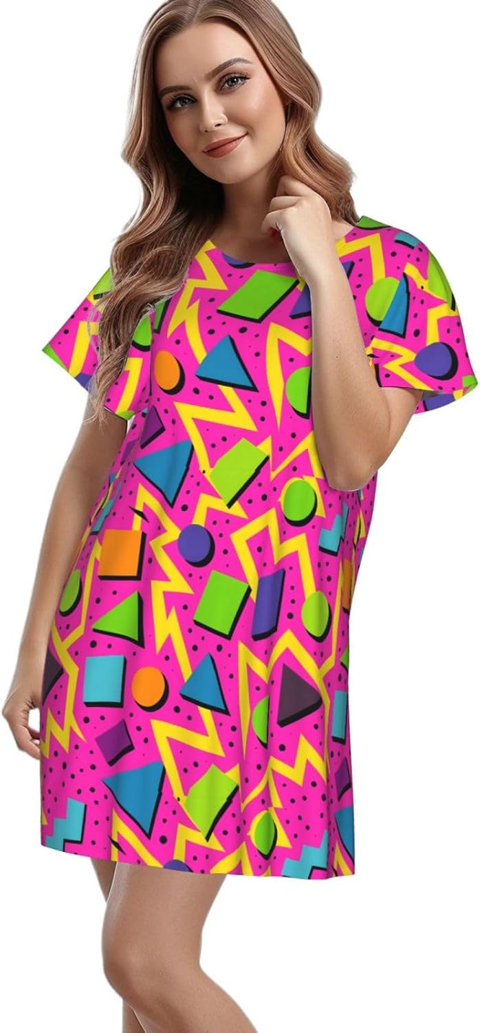 Nightgowns For Women Sleepshirts Short Sleeve Nightshirt Casual Sleepdress Comfy Size Nightdress