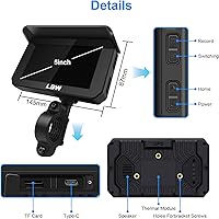 Vista 6 de LBW Carplay de motocicleta de 5 pulgadas con Dash Cam y TPS, Android Auto, cámara frontal y trasera HD 1080P (chip IMX307), sensor G, pantalla