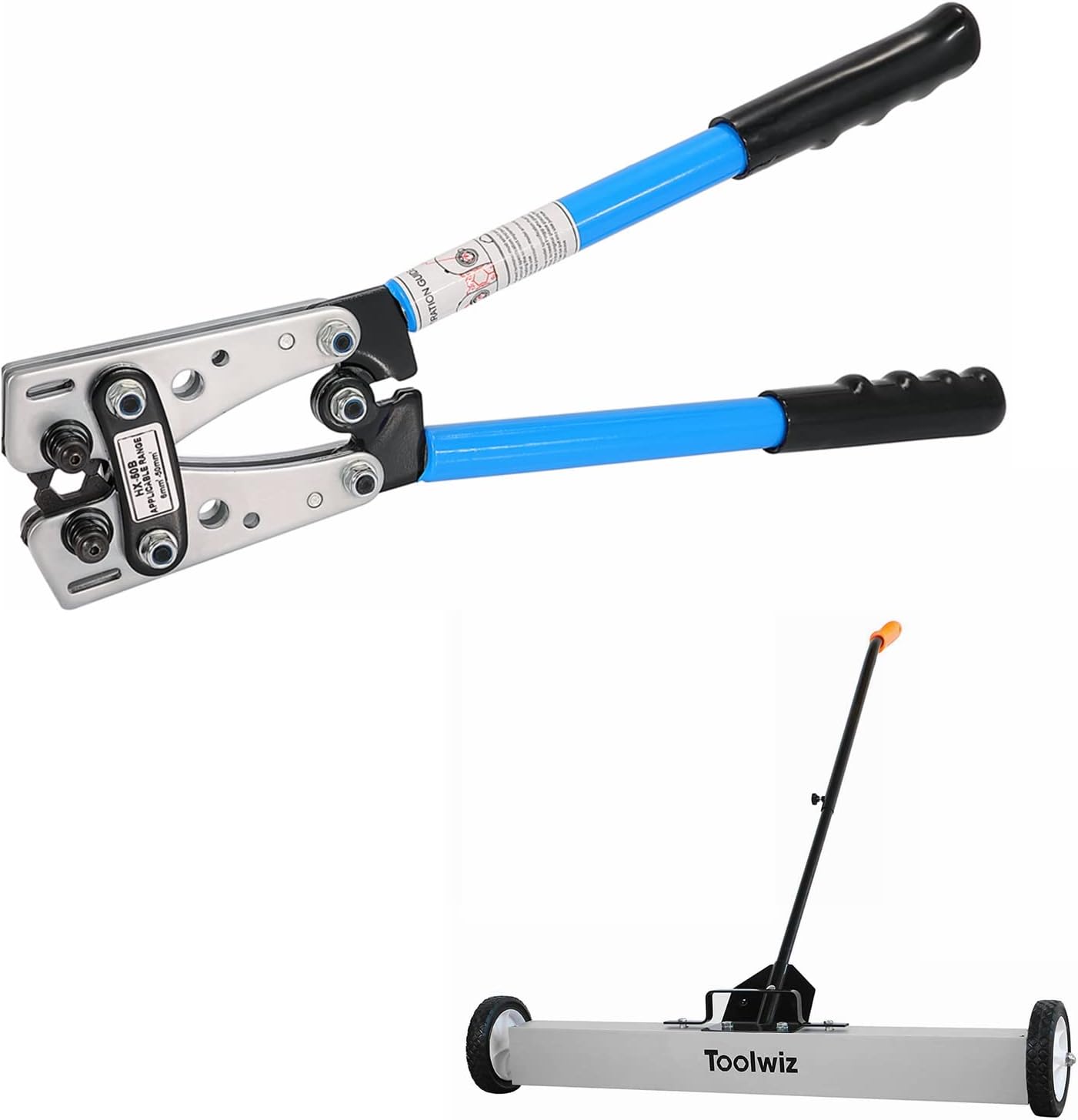 Toolwiz Battery Cable Lug Crimping Tool AWG 1/0, 2, 4, 6, 8, 10 + 18