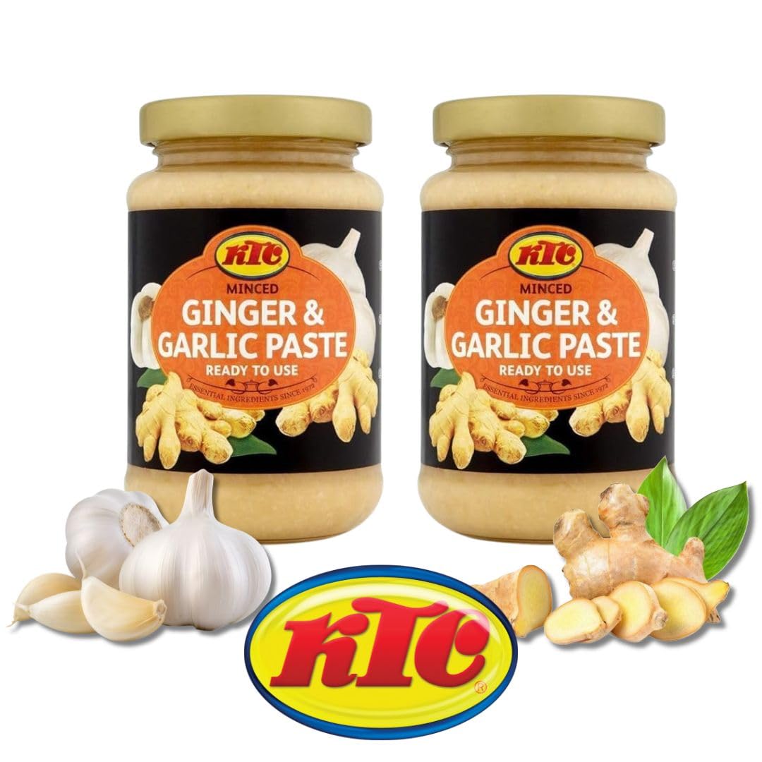 KTC Pasta de Jengibre y Ajo Pack de 2 x 210 g | Ginger & Garlic Paste | Cocina Asiática e Internacional | Ideal para Currys, Carnes y Salteados
