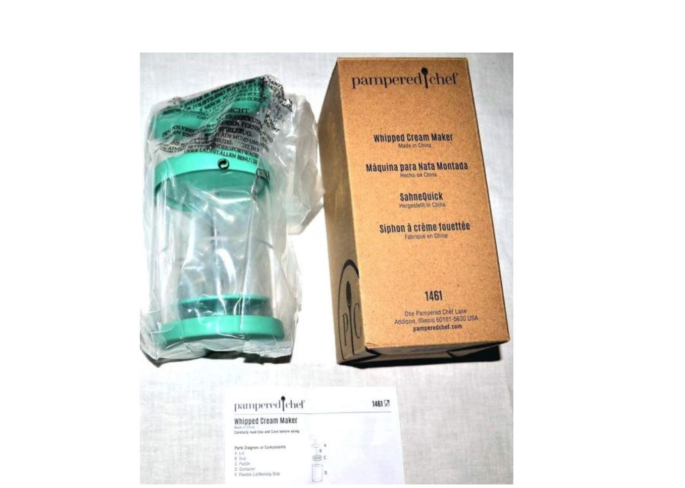 Pampered Chef Whipped Cream Maker - Handheld DIY Whipping Cream Dispenser | Non-Slip Silicone Grip Whipper Maker - #1461