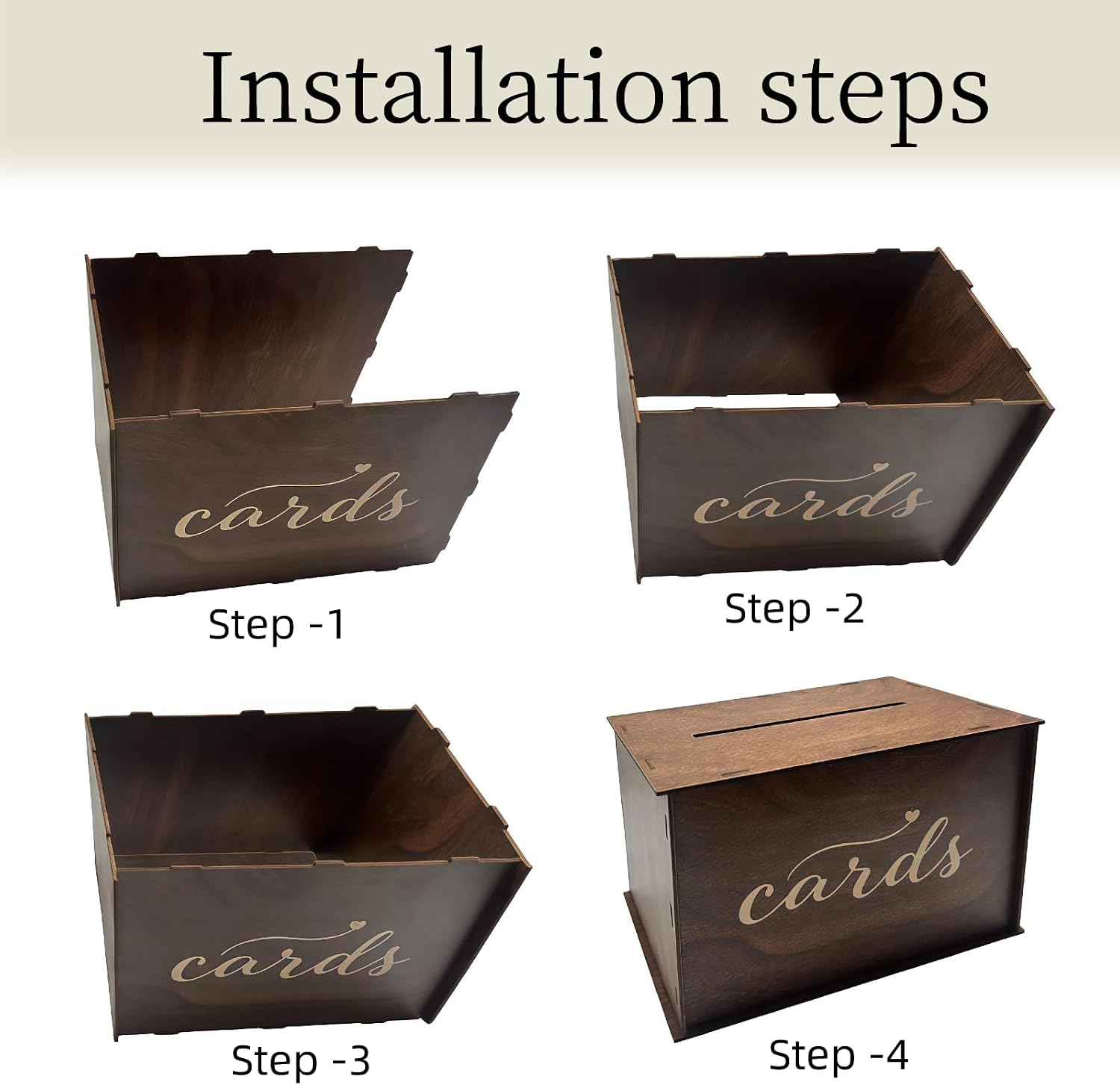 Rustic Wedding Card Box with Slotted Lid Vintage Greeting Card Holder for Guest Cards Birthday Anniversary Bridal Shower Party Decor