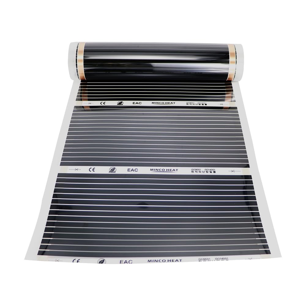 MincoHeat 200-240V Infrared Heating Film 140W/m2 Electric Underfloor Heating System 50CM Width 40 ℃ Reptiles Warm Mat (50cm*5m)