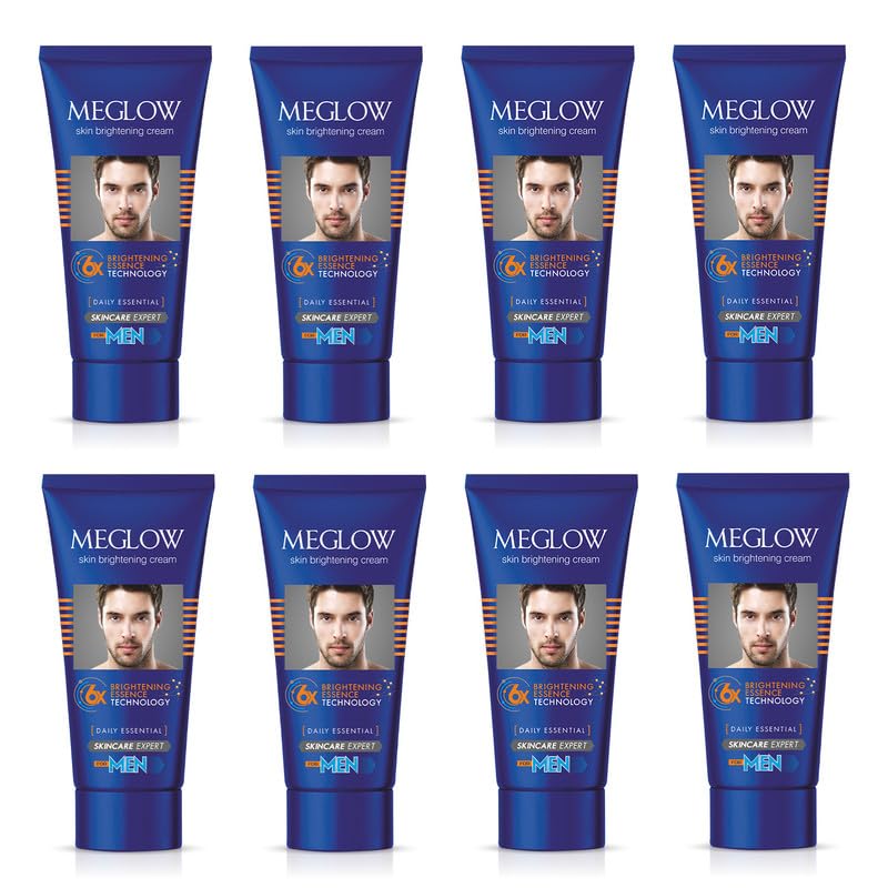 Meglow Skin Brightening Cream Glycolic Acid & Kojic Acid Dark Spot Removal, Radiant & Glowy Skin – Dermatologically Tested, Paraben-Free Pack of 8 (15g each)