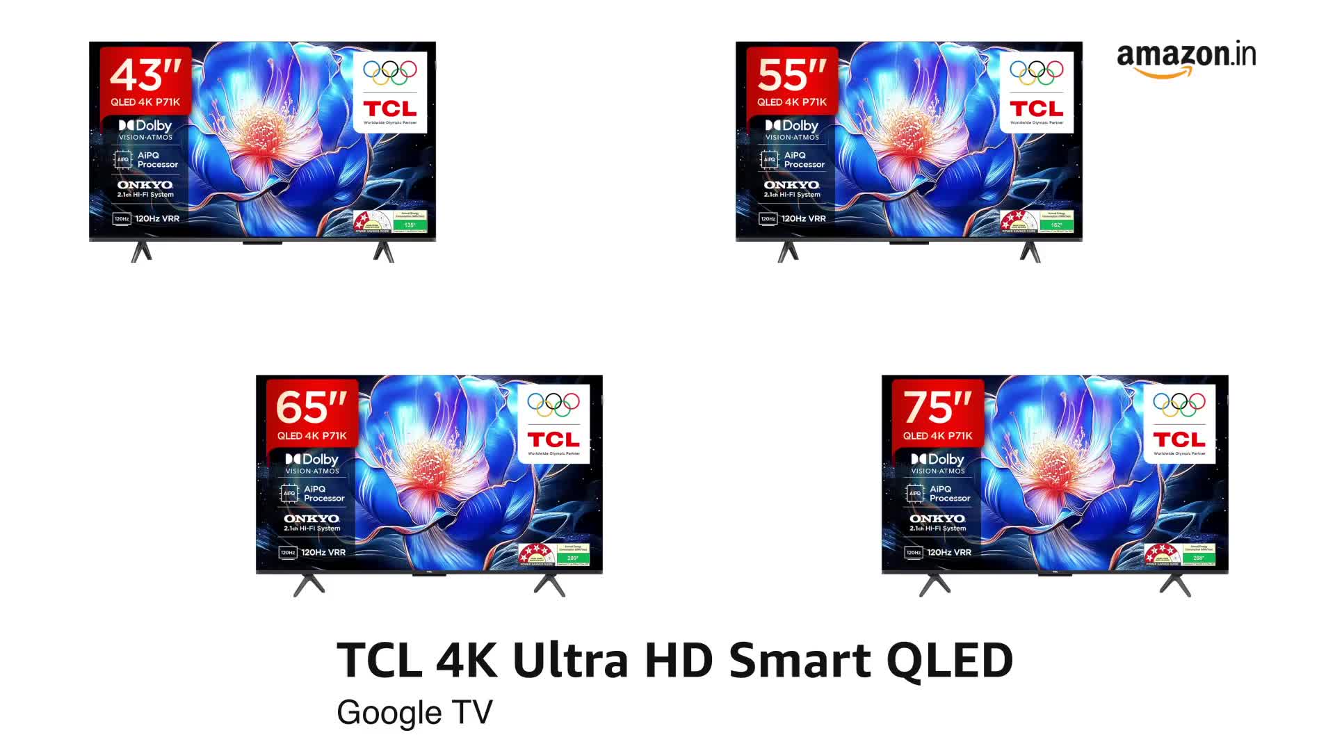 TCL 108 cm (43 inches) 4K Ultra HD Smart QLED Google TV 43P71K