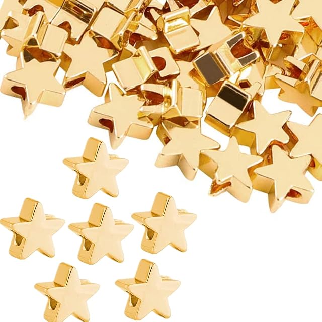 200 Pcs Star Beads Five Pointed Star Perforated Beads Star Shaped Spacer Beads Bracelets Necklaces Earrings Jewelry Making