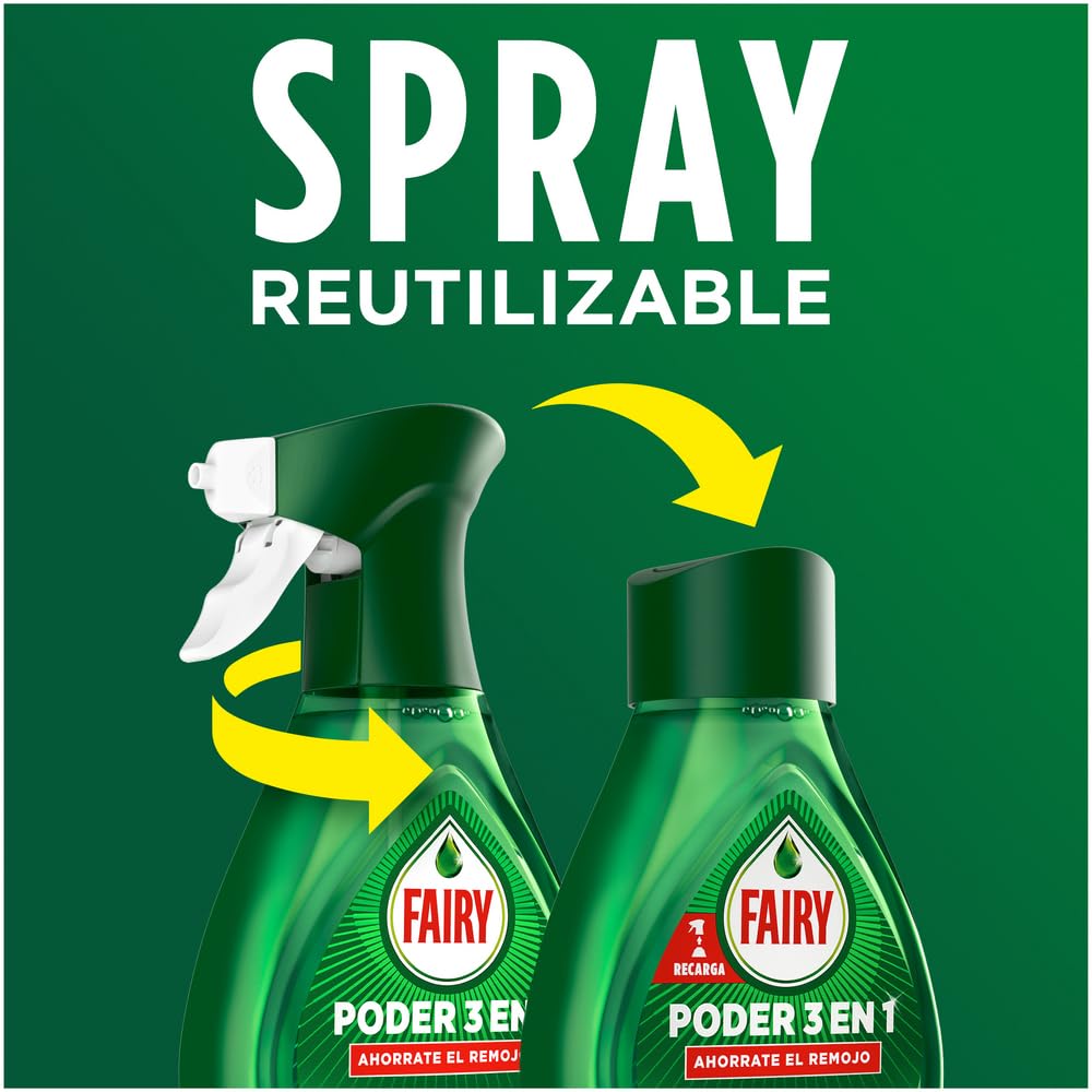 Fairy Poder Sin Remojo Limón Spray, Vajilla y Cocina, Antigrasa, 500ml