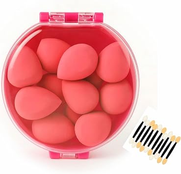 8 li Makyaj S ngeri Seti + Aplikat r  ubuk Hediyeli   Yumu ak, Lateks  ermeyen Beauty Blender S ngerleri Ye il, Pembe, Sar , Mavi, Mor | Nemli & Kuru Kullan m K rm z