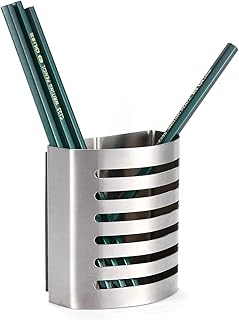 Magnetic Pen and Pencil Holder, Metal Writing Utensil Storage Organizer , Brushed Stainless Steel Pencil Cup for Kitchen, ...